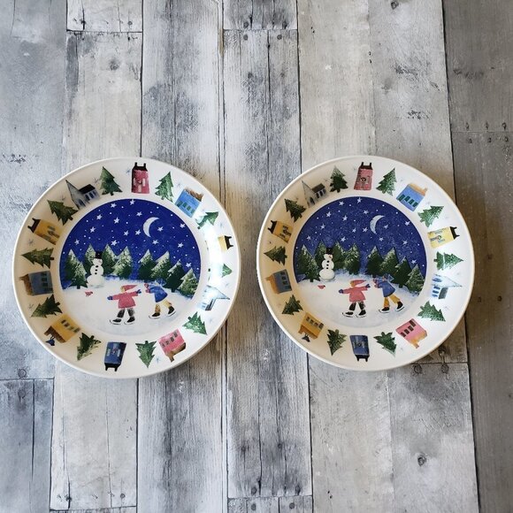 Nikko Winter Wonderland - Deb Mores (set of 2) Dinner Plate - Christmas - Picture 1 of 6